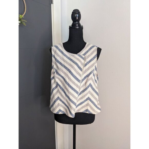 Chico's Black Label Zip Striped Vest in‎ Blue Combo - 2 - Picture 2 of 10